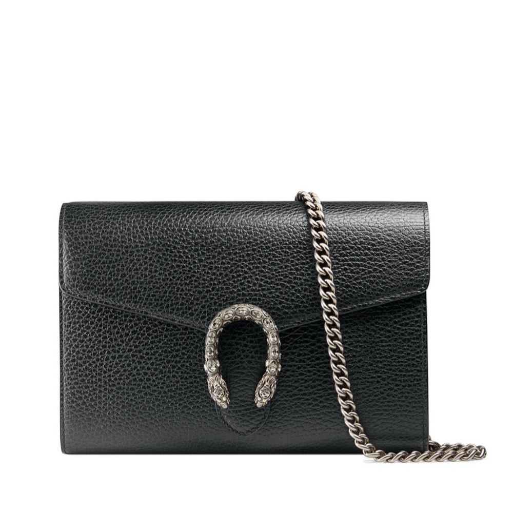 Gucci Dionysus Leather Mini Chain Bag, Black